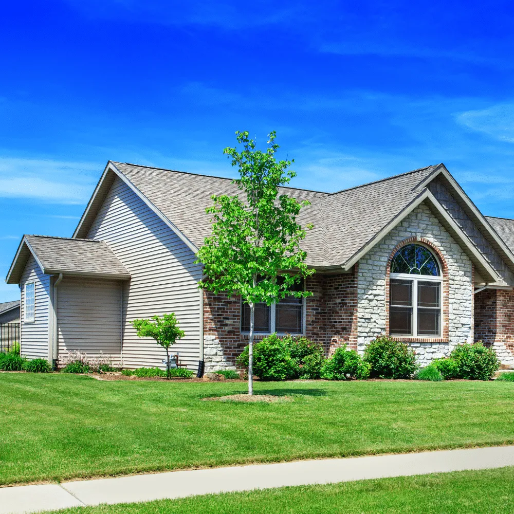 Home exterior showcasing vinyl siding with colors carefully chosen to complement the home's style and design