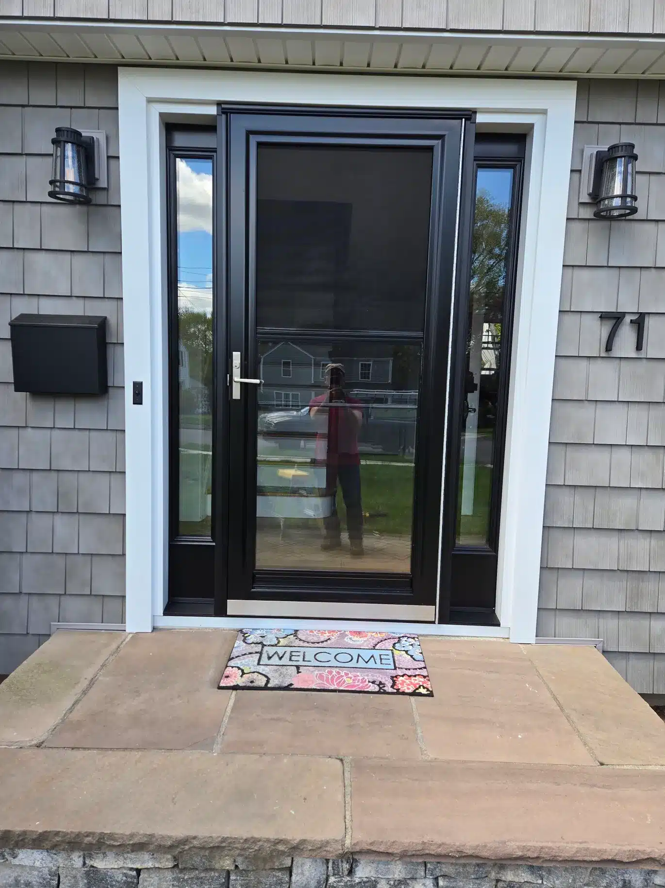 Updated After Vinyl Siding Vinyl Shake ProVia Entry Door Aluminum Trim Installation West Hartford CT Peter L Brown Completed exterior renovation project in West Hartford CT featuring vinyl siding, vinyl shake, ProVia entry door, and aluminum trim installation by Peter L Brown Roofing Contractors showcasing a finished residential home upgrade