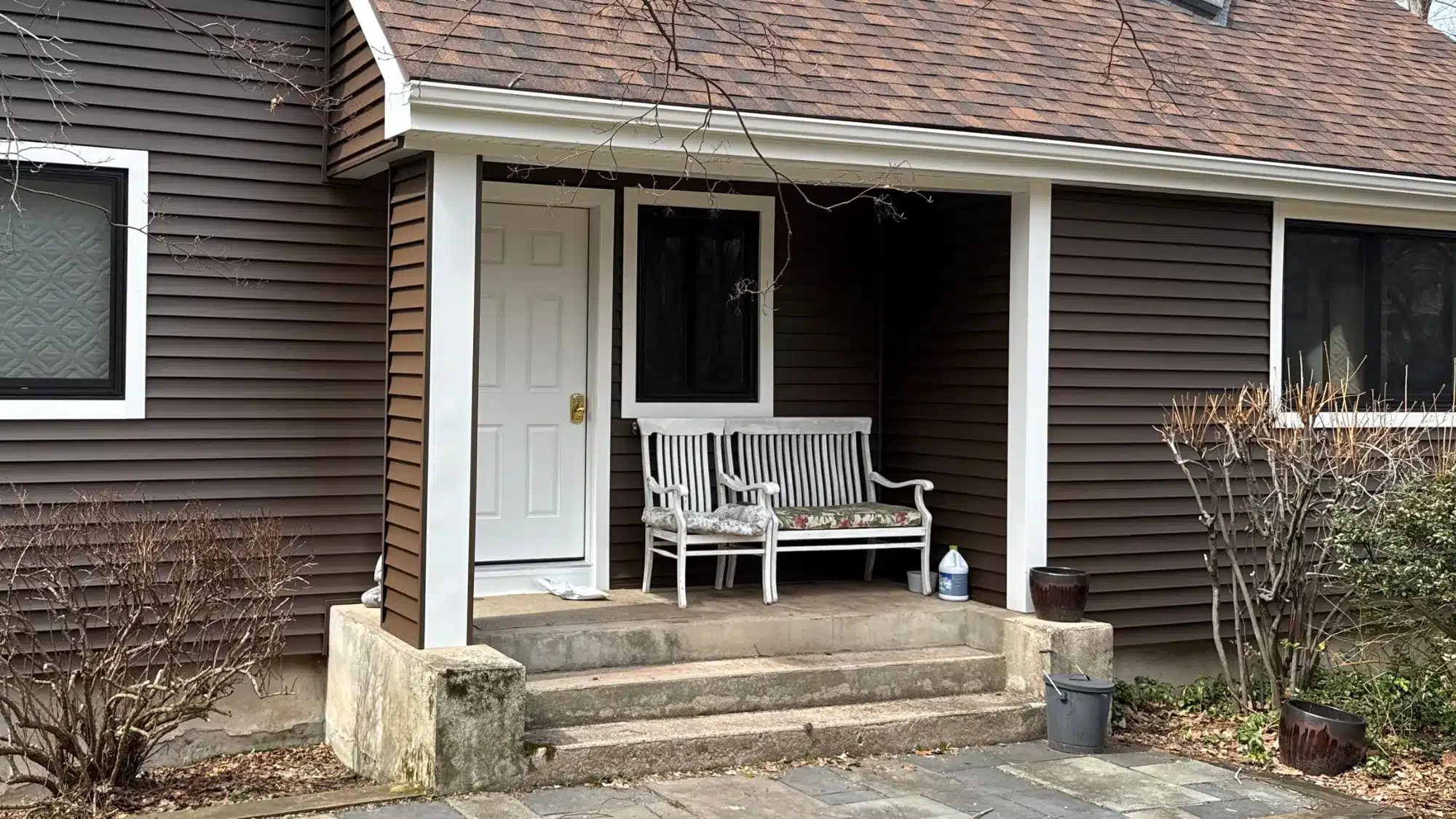 A stylish, energy-efficient new door enhances the curb appeal of an East Granby residence.